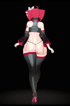 3d 3girls ahoge animation areola_slip areolae big_breasts bikini blue_hair breasts curvaceous curvy curvy_female curvy_figure detached_collar detached_sleeves fanloid female female_only g-string gigantic_breasts hair_ornament hairbow heels high_heels huge_breasts huge_thighs idohori_people jiggling_ass kasane_teto kasane_teto_(sv) large_breasts massive_breasts micro_bikini navel necktie ponytail red_eyes red_hair skindentation slutty_outfit striped_bikini synthesizer_v tagme thick_thighs thigh_highs thighs twin_drills twintails utau video vocaloid voluptuous voluptuous_female white_background wide_hips