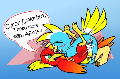 absurd_res anthro anthro_on_feral avian banjo-kazooie bird blush bulge detailed_bulge duo female feral from_front_position genital_outline hi_res kazooie key lying male male/female missionary_position on_back otterjunk penis penis_outline rareware sex taylor_vee text zoophilia