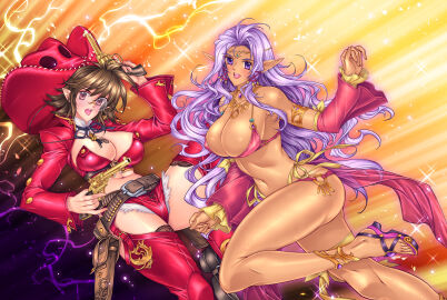 breasts cheerleader_(disgaea) cleavage disgaea disgaea_3 female guns gunslinger_(disgaea) john_r large_breasts nippon_ichi_software thick_thighs thighs