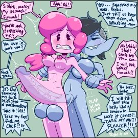 1futa 1girls adventure_time anal anal_sex arms_behind_back balls balls_between_thighs balls_squeeze biting_lip black_hair blightstar blush breast_squish breasts candy_humanoid canon_couple clenched_teeth deep_penetration dialogue english_text fangs female female_penetrated futa_on_female futanari grey_body half-closed_eyes hand_on_arm has_science_gone_too_far hyper_penetration hyper_penis hyper_stomach_bulge imminent_ejaculation intersex large_balls large_breasts long_penis marceline medium_breasts mob_face nipples penetration penis pink_body pink_hair pink_nipples plap pointy_ears ponytail princess_bubblegum sex shaved_side short_hair signature smooth_balls speech_bubble spelling_error standing standing_sex stomach_bulge stomach_deformation vampire veiny_penis very_long_penis