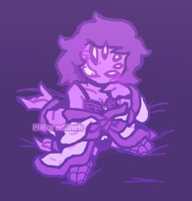 aboredsnek bath_robe female hair_down lingerie muffet on_knees purple_hair purple_skin spider spider_girl undertale