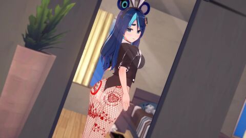 3d animated arm_tattoo ass_tattoo back_tattoo bear_ears bear_girl bleached bleachedphase blue_eyes blue_hair breast_tattoo bunny_ears bunnysuit choker fishnets fujikura_uruka hair_between_eyes koikatsu leg_tattoo light-skinned_female light-skinned_male light_skin mirror mirror_selfie multicolored_hair phase_connect phase_origins queen_of_hearts recording recording_on_phone recording_video sex_from_behind standing standing_sex streaked_hair tagme torn_fishnets two-tone_hair video vine_tattoo virtual_youtuber vtuber wmaf