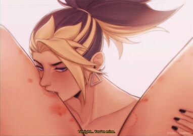 1girls 2d 2girls akali artist_name bite_mark biting biting_thigh english_subtitles female female/female female_focus female_only female_pov human inner_thighs k/da_akali k/da_all_out_akali k/da_all_out_series k/da_series league_of_legends lesbian pov spread_legs subtitled wukenn yuri