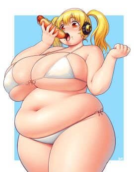 1girls 2022 ass bbw belly belly_button belly_overhang better_with_salt big_belly big_breasts bikini bikini_bottom bikini_top blonde_hair blush breasts chubby chubby_female curvaceous curvy_figure eating fat fat_ass fat_female fatty female female_focus giantess headphones hi_res hips hot_dog huge_breasts large_breasts large_female mini_giantess nitroplus overweight overweight_female plump side-tie_bikini solo solo_female solo_focus stomach super_pochaco swimsuit thick_thighs tubby twintails voluptuous white_bikini wide_hips