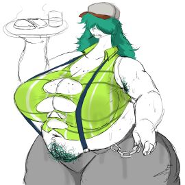 1girls 2d 2d_(artwork) 2d_artwork armpit armpit_hair ass big_ass big_breasts big_butt breasts bubble_ass bubble_butt chubby chubby_belly chubby_female clothed clothed_female clothes clothing female female_focus female_only food freckles freckles_on_breasts freckles_on_face green_eyes hair hair_over_eyes happy_trail hat light-skinned_female light_skin long_hair pale-skinned_female pale_skin sharp_teeth solo solo_female solo_focus sweat sweatdrop sweating sweaty thick thick_ass thick_thighs thighs thunder_thighs thunderthighs toothpick yobaba