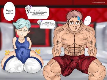 1femboy 1girls 2boys ass big_ass big_butt big_penis big_sister brother brown_eyes bulge comic dialogue english_text erection_under_clothes fat_ass fat_butt female female_supporting_yaoi femboy green_eyes heart huge_ass huge_butt huge_cock huge_thighs hyper_hips imminent_rape imminent_sex itadori_yuuji jujutsu_kaisen leotard little_brother love_hotel male mei_mei_(jujutsu_kaisen) melletprout muscular muscular_male no_penetration older_female older_male older_sister on_bed otoko_no_ko pants penis penis_under_clothes pink_hair stockings swimsuit teapot_(body_type) thick_thighs ui_ui_(jujutsu_kaisen) underwear white_hair white_stockings wide_hips younger_brother younger_male