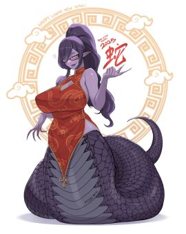 blush blushing chinese_clothes chinese_dress dress dripping dripping_pussy female forked_tongue glasses huge_breasts lamia lunar_new_year milf mommy mommy_milkers mother myth1c naga ponytail purple_skin pussy scales snake_girl tagme vexoria_the_sun_eater virtual_youtuber vtuber