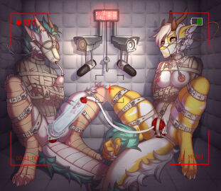 anthro antlers areola asylum biped blindfold bodily_fluids bondage bound breasts buttplug camera camera_view collar cum cum_circulation cum_in_self cum_in_vagina cum_inside cum_tube dragon duo electronics erection feet female forced_impregnation frogtied fur furred_dragon furred_scalie gag genital_fluids genitals gotikamaamakitog hair hi_res horn impregnation inflatable_gag key legs_tied male male/female malesub microphone muzzle_(object) muzzled mythological_creature mythological_scalie mythology nipple_clamp nipples padded_room paws penile penis penis_milking plug_(sex_toy) predicament_bondage pussy restraints scalie sex_toy straitjacket straps tail toes