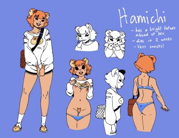 animal_ears beady_eyes boy_shorts breasts buckteeth clothing cricetid derpixon english_text female flashing flashing_breasts genitals giggling hamichi hamster humanoid lingerie mammal pubes pussy rodent solo teeth text underwear