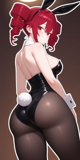 1girls ass big_ass bunnysuit female kasane_teto kasane_teto_(sv) red_hair