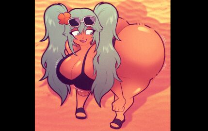 1girls ass ass_body beach big_ass big_breasts bottom_heavy bouncing_ass brazilian brazilian_miku breasts bubble_ass bubble_butt fat_ass female female_only hatsune_miku huge_ass kinggargantuas large_ass latin_american_hatsune_miku_(meme) motion_lines outdoors png sand sandals shoes solo sunglasses sunglasses_on_head tanned tanned_skin thick_ass thick_thighs twerking vocaloid wide_hips