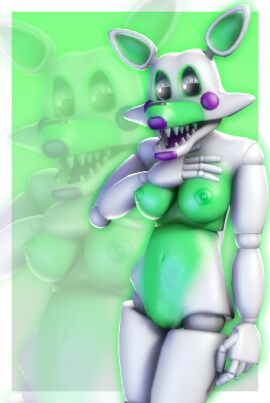 3d 4k animatronic arms_up black_eyes disboi215 female five_nights_at_freddy's five_nights_at_freddy's_2 five_nights_at_freddy's_world fnaf fnaf_world fox fox_ears fox_girl fox_tail glowing_eyes green_body green_nipples hand_on_chest highres lipstick naked_female pinup pinup_pose purple_cheeks purple_lipstick robot rosy_cheeks sfm shiny_body solo source_filmmaker tangle_(fnaf) white_body white_eyes