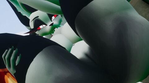 1girls 3d ass big big_ass big_breasts breasts chest_tuft close-up female helluva_boss legs_up looking_at_viewer loona_(helluva_boss) nude on_back pussy red_sclera sloppydragons vrchat white_eyes white_fur white_hair