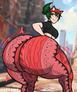 1girls artist_name ass ass_body big_ass biggy_deez bottom_heavy female female_only flare_pants forbidden_pants kiriko_(overwatch) overwatch overwatch_2 paag solo solo_female thick thick_ass twerking twitter_link