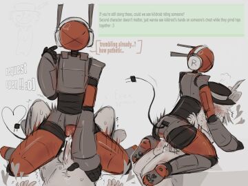 1boy artful_(die_of_death) balls cowgirl_position die_of_death_(roblox) female killdroid killdroid_(die_of_death) male penis pussy red_body request roblox roblox_game robloxian robot robot_girl robot_pussy rule_34_comment self_upload tagme thighs tikimedolf trembling wet white_body