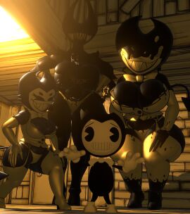 3d beast_darling_(cally3d) bendy bendy_and_the_dark_revival bendy_and_the_ink_machine breast_squish breasts cally3d cleavage_cutout cleavage_overflow cryptiacurves darling_(cally3d) female ink_darling_(cally3d) panties partially_clothed rule_63 size_comparison size_difference south_shaed_(dreams_come_true_studio)