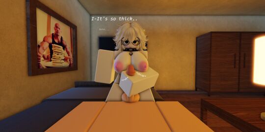 1boy 1girls 3d areolae bell_collar breasts collar deltastar dwayne_”the_rock”_johnson female glasses handjob male male/female male_pov nipples pink_nipples pov pov_eye_contact roblox roblox_avatar robloxian self_upload sex tagme text white_hair white_skin