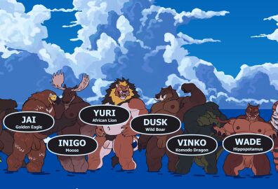 accipitrid accipitriform anthro armpit_hair avian balls belly biceps bird body_hair bude calf_muscles casual_nudity chest_fondling common_hippopotamus cosmictail crossed_arms deer deltoids dusk_(cosmictail) eagle felid flaccid flexing flexing_bicep fondling forearm_muscles foreskin frown genitals golden_eagle group hand_on_hip hi_res hippopotamid inigo_(cosmictail) jai_(cosmictail) komodo_dragon lion lizard male male/male mammal masculine_male mature_male monitor_lizard moose musclegut muscles muscular muscular_arms muscular_legs muscular_thighs navel new_world_deer nipples nude nude_beach pantherine partially_submerged pec_grab pec_grope pecs penis playful reptile scalie scowl sky skyscape slightly_chubby standing suid suine sus_(pig) triceps true_eagle uncircumcised vinko_(cosmictail) wade_(cosmictail) water wave wild_boar yellow_sclera yuri_(cosmictail)