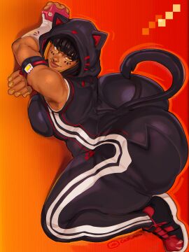 1girls agata_(fortnite) all_fours ass bedroom_eyes big_ass black_hair bottom_heavy breasts bubble_butt cashumeru clothing dark-skinned_female dark_skin fat_ass female female_only fortnite huge_ass large_ass looking_at_viewer massive_ass orange_background png shoes smile solo tail thick_ass thick_thighs thunder_thighs wide_hips