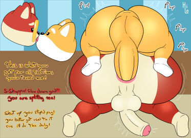 2024 absurd_res anal anal_sex anthro artist_name ass balls big_ass big_balls big_butt big_penis black_eyes black_nose canid canine canis crappy_(shappysway) dialogue digital_media_(artwork) domestic_dog duo english_text exclamation_point eye_contact french_kissing from_behind_position fur genitals half-closed_eyes hi_res huge_cock humanoid_genitalia humanoid_penis inside intraspecies itsme_hilo kissing looking_at_another male male/male male_penetrated male_penetrating male_penetrating_male mammal motion_lines multicolored_body multicolored_fur narrowed_eyes notched_ear onomatopoeia penetration penile penile_penetration penis penis_in_ass perching_position rear_view red_body red_ears red_fur sex shappy_(shappysway) shappysway shiba_inu side_view sound_effects spitz text thick_thighs tongue two-tone_body two-tone_fur welsh_corgi white_body white_fur yellow_body yellow_ears yellow_fur