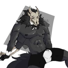 1:1 american_mythology animal_genitalia anthro bone bulge clothing entiisocial genitals indigenous_north_american_mythology looking_at_viewer male mythology north_american_mythology sheath sitting skeleton skull skull_head solo spread_legs spreading underwear wendigo