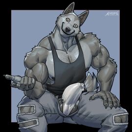 abs amon-sydonai anthro balls balls_under_clothes biceps big_bulge bulge bulge_through_clothing canid canine canis claws clothing creepypasta domestic_dog erection erection_under_clothes fur furry humanoid_genitalia humanoid_penis male male_nipples male_only mammal muscular muscular_anthro muscular_male nipples pecs penis penis_outline penis_under_clothes precum precum_drip precum_through_underwear smile.dog solo underwear werecanid werecanine wolf