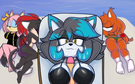 absurd_res anthro arctic_fox ass athena_the_bat-cat bed big_ass big_breasts big_butt big_penis blackmore bodily_fluids breast_play breasts canid canine charli_the_fox clothing cum cum_on_breasts cum_on_face fan_character felid feline female fox furniture genital_fluids genitals group hi_res human hybrid looking_at_viewer lynx male male/female mammal mia_the_lynx paizuri penis resort sea sega sex sonic_(series) sonic_oc sonic_the_hedgehog_(series) swimwear tanisha_(razortoshiba) tanisha_(slickehedge) titfuck titjob true_fox waking_up water
