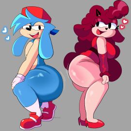 1boy 1girls big_ass big_ass_(female) big_ass_(male) bunny_boy encore_boyfriend_(friday_night_funkin) encore_girlfriend_(friday_night_funkin) friday_night_funkin friday_night_funkin_mod furry furry_only goat_girl idonthavenoclu1 isouuup twerking