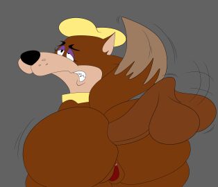 anal_sex anthro anthro_on_anthro ass beret big_ass big_butt blastprocessing16 brown_fur canid canine canis cartoony eyebrows eyelashes female fur hanna-barbera hi_res horny jellystone_(hbo_max) loopy_(loopy_de_loop) loopy_de_loop mammal pleasure_face pussy rule_63 scarf tail teeth vagina wolf yellow_scarf