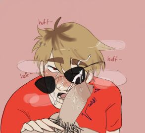 1boy arm_hair black-haired_male black_hair blonde-haired_male blonde_hair blowjob body_hair color colored cum dave_strider gay glasses hair homestuck john_egbert male male_only male_pov moaning moaning_in_pleasure partially_clothed partially_clothed_male pov pov_male shades short-haired_male short_hair solo solo_male stubble sunglasses thiccsies yaoi