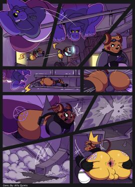 9_panel_comic absurd_res alfa_quinto_(artist) anal anal_sex anal_vore anthro anus ass balls belly big_ass big_belly big_butt bottomwear bulge clothed clothing comic digital_media_(artwork) duo generation_1_pokemon genitals ghost handwear hexo hi_res huge_ass huge_butt male male/male mammal mario_bros nintendo overweight overweight_anthro overweight_male partially_inside penetration pokemon pokemon_(species) possession purple_body purple_yoshi raichu rodent size_difference small_balls spirit spread_anus spread_ass spread_butt spreading spy stealth_suit tail underwear vore yoshi