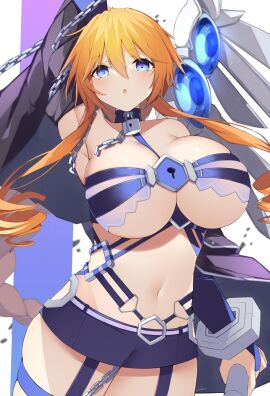 2d 2d_(artwork) ass big_breasts blue_eyes breasts chains cleavage date_a_live female female_only jam_(pixiv) light-skinned_female light_skin lingerie long_hair looking_at_viewer orange_hair revealing_clothes skimpy_clothes solo solo_female thighs yamai_yuzuru