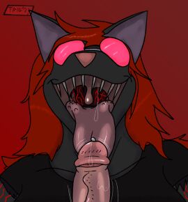 absurd_res anthro black_clothing black_shirt black_topwear breasts clothing creepy duo eyewear fellatio female first_person_view furry genitals hi_res licking male male/female mouth_shot nail_teeth nil_(nihilchalice) open_mouth oral penile penis penis_lick piercing sex sharp_teeth shirt solo sunglasses teeth throat tongue tongue_piercing topwear trigger12_(artist) uvula