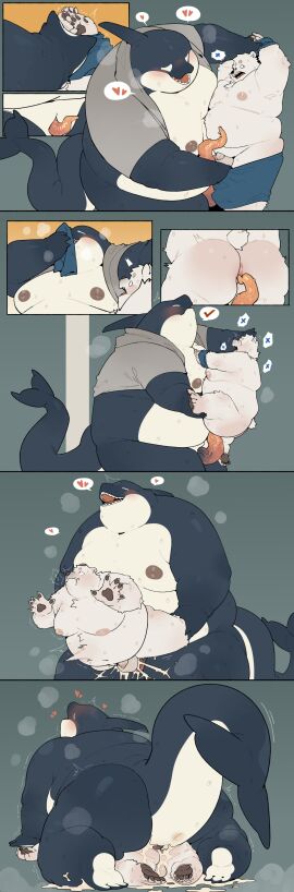 2025 absurd_res anal anthro anthro_on_anthro anus ass balls bear belly big_belly black_body bodily_fluids cetacean clothing comic cum dolphin duo erection fur gay gay_anal gay_sex genital_fluids genitals hi_res kemono male male/male mammal marine moobs musk nipples oceanic_dolphin orca overweight overweight_male penis penis_size_difference polar_bear quanjiang sex size_difference sniffing surprised toothed_whale undressing ursine white_body white_fur