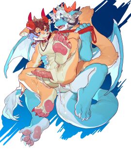 anal anal_sex animal_genitalia anthro anthro_on_anthro anthro_penetrated anthro_penetrating anthro_penetrating_anthro ass biped bodily_fluids claws collar cum cum_in_ass cum_inside dragon duo erection fingers genital_fluids genital_slit genitals hair hi_res horn inner_ear_fluff kemono leash leashed_collar male male/male male_penetrated male_penetrating male_penetrating_male membrane_(anatomy) membranous_wings milkytiger1145 mythological_creature mythological_scalie mythology pawpads penetration penile penile_penetration penis penis_in_ass scalie sex tail tuft wings
