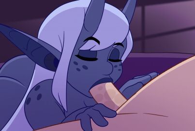 animated ass big_ass big_butt blen_bodega blue_body bodily_fluids closed_eyes duo eyebrows fellatio female female_penetrated fi_(blen_bodega) fingers freckles genitals hair horn horned_humanoid humanoid humanoid_pointy_ears male male/female male_penetrating not_furry nude oral penetration penile penis pointy_ears saliva sex shadow