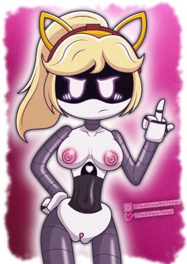 1girls 2d angry angry_expression angry_face artist_name artist_website blonde_hair blush blushing_female breasts female female_only glitch_productions humanoid humanoid_female humanoid_only lizzy_(murder_drones) middle_finger murder_drones navel nipples nude nude_female pink_eyes pink_nipples pussy redgracethings robot robot_girl robot_humanoid screen_face slim_waist solo solo_female