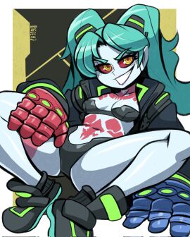 bigdeadalive bra cyberpunk:_edgerunners cyberpunk_2077 female female_only footwear human jacket outerwear pale_skin panties rebecca_(edgerunners) skimpy_clothes tagme