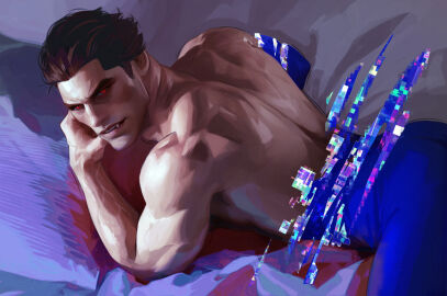 1boy artistic_nude artistic_nudity back_muscles back_view bara bodysuit brown_hair buff digital_painting_(artwork) dilf fangs fangs_out humanoid looking_at_viewer male male_only marvel marvel_comics mature mature_male miguel_o'hara muscle_butt muscles muscular muscular_male no_visible_genitalia nonsexual older older_male pinup red_eyes ripped_bodysuit ripped_clothing solo spider-man:_across_the_spider-verse spider-man_(series) strong tasteful tasteful_nudity toned toned_body toned_male veiny_muscles voidbringer voidbringerr yaoi