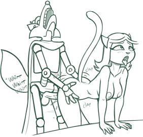 2024 anthro ass ass_grab ball_joints balls bent_over blush blush_lines bodily_fluids breasts butt_grab canid canine cape cassandra_cat clothing domestic_cat drooling duo eye_roll felid feline felis female fox from_behind_position furniture genital_fluids genitals grabbing_from_behind hand_on_ass hand_on_butt hat headgear headwear looking_pleasured machine male male/female mammal monochrome naked nude on_table onomatopoeia open_mouth penetration penis pussy redout robophilia robot robot_anthro saliva sex slylock_fox slylock_fox_and_comics_for_kids sound_effects table text tongue tongue_out vaginal_fluids vaginal_penetration