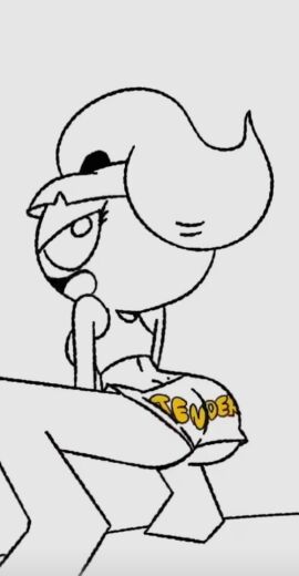 1girls ass back back_view backside bimbo crispy_juicy_tender female female_only looking_at_viewer looking_back looking_back_at_viewer monochrome nutshell_animations peanut_(nutshell_animations) ponytail short_shorts shorts tagme text_on_clothing tiktok twerking yellow_text youtube