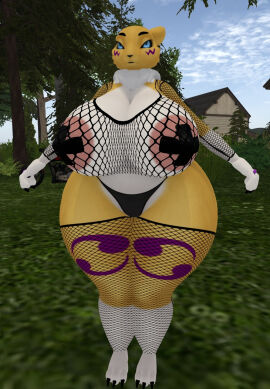 3d ass big_ass big_breasts breasts bubble_ass bubble_butt cleavage digimon digimon_(species) female ferialexonar fishnets furry huge_ass huge_breasts renamon tagme thick_thighs wide_hips
