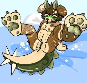 ass asshole brown_fur canine cuntboy dinodog_(species) dinosaur dog_ears feet floppy_ears flower flower_in_hair furry innocent intersex nervous pawpads paws pussy shy solo spread_legs spreading