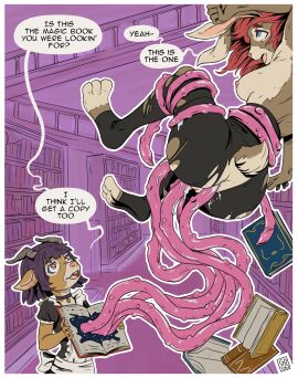 2023 2_horns anal anal_sex anthro areola ass big_ass big_butt black_bottomwear black_clothing black_dress black_pants bodily_fluids book bottomwear bovid breasts brown_body brown_ears brown_eyes brown_fur brown_horn brown_tail caprine clothed clothing dialogue digital_media_(artwork) double_penetration dress duo english_text female fur genitals gogogrey green_eyes grey_body grey_ears grey_fur grey_tail hair halloween hi_res holding_another holidays horn inktober inktober_2023 lagomorph leporid library long_ears looking_at_viewer magic_book maid_uniform mammal multicolored_body multicolored_clothing multicolored_dress multicolored_ears multicolored_fur nipples open_mouth pants penetration pink_areola pink_hair pink_nipples pink_nose pink_tentacles pussy question question_mark rabbit restrained restrained_by_tentacles restrained_legs scut_tail sex sheep short_tail speech_bubble spread_legs suspension tail tentacle tentacle_in_ass tentacle_in_pussy tentacle_penetration tentacle_sex text thick_thighs tongue topless torn_bottomwear torn_clothing torn_pants two-tone_body two-tone_clothing two-tone_dress two-tone_ears two-tone_fur two-tone_tail uniform vaginal_penetration white_clothing white_dress