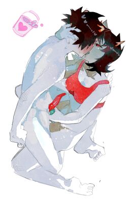 1boy 1girls alien aloafofcake black-haired_male black_hair clothed_female_nude_male cuntboy cuntboy_sans_balls duo duo_focus female grey_skin handjob herm hermaphrodite homestuck homestuck_troll horn horns intersex karkat_vantas male maleherm multi_genitalia partially_clothed penis pussy sex short-haired_male short_hair tentabulge tentacle_penis troll vaginal_penetration