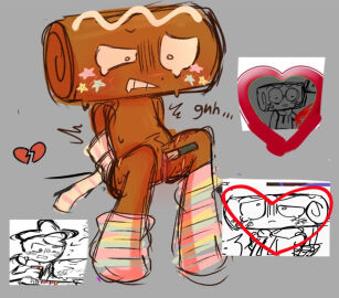 ambiguous_gender bondage broken_heart broken_heart_symbol cosmo_(dandy's_world) crying cuntboy dandy's_world discomfort disturbed fear gore heart_break intersex knife_in_pussy object_head pain pussy ryona self_harm solo sprout_(dandy's_world) stockings suffering