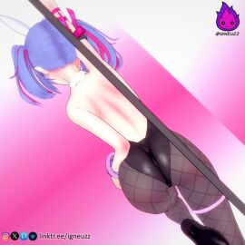 1girls 3d black_pantyhose blue_eyes blue_hair bow bowtie breasts bunny_ears bunnysuit clothed clothed_female clothing commission female female_focus female_human female_only gumroad hatsune_miku igneuzz light-skinned_female light_skin lingerie lingerie_bra lingerie_only lingerie_panties medium_breasts mv_character pantyhose ponytail ponytails rabbit_ears rabbit_hole_(deco*27/caststation) rabbit_hole_(vocaloid) smile solo solo_female solo_focus stripper stripper_pole tagme vocaloid