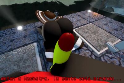 1boy 1girls ass ass_focus big_ass clothed condo_(roblox) doggy_style female female_focus male male/female male_pov nashatra_bealdhild outside penis penis_in_ass pov roblox roblox_condo roblox_game sex spanish_dialogue spanish_text straight straight_sex tagme video