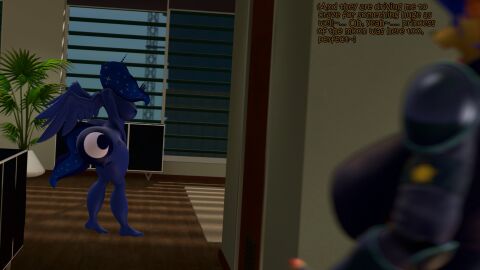 16:9 2025 3d 4k 5_toes absurd_res alicorn anthro ass big_butt blue_body blue_hair blue_tail breasts canid canine carmelita_fox clothed clothed_female clothing coriponer digital_media_(artwork) duo english_text equid equine feet female fingers fox friendship_is_magic hasbro hi_res horn huge_butt mammal my_little_pony mythological_creature mythological_equine mythology nipples nude nude_female open_mouth princess_luna_(mlp) sly_cooper_(series) sony_corporation sony_interactive_entertainment source_filmmaker_(artwork) sucker_punch_productions tail text toes warfare_carmelita widescreen wings