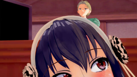 1boy 1girls 3d blowjob crying crying_with_eyes_open cuck cuckold female human loid_forger male penis spy_x_family sucking_penis thorn_princess under_desk yor_briar yor_forger